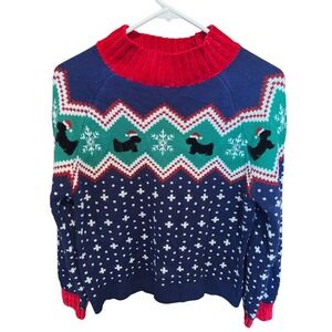 99 Jane Street Women's Ugly Christmas Sweater Scottish Terrier Dog Holiday S
